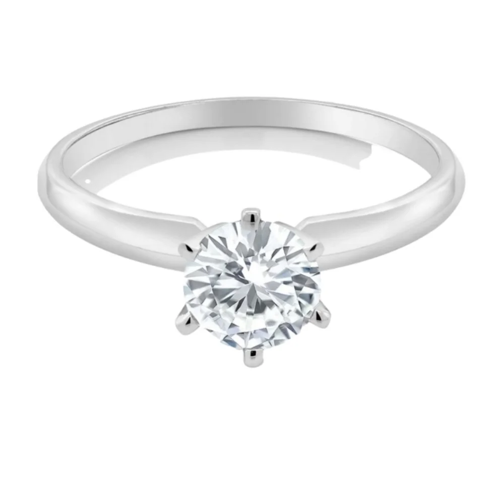 CERTIFIED 14K White Gold .8ct Diamond Solitaire Ring Moissanite Engagement